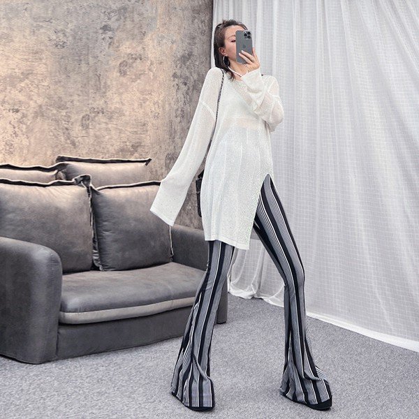 画像2: インパクト抜群のデザイン　バギー風　ストレッチレギンス　　ボトム　パンツ（納期2週間前後） (2)