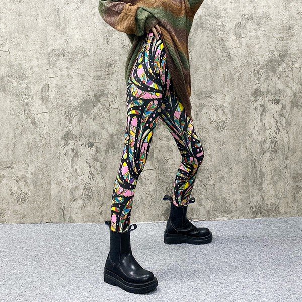 画像5: インパクト抜群の派手柄プリントデザイン　ストレッチレギンス (5)
