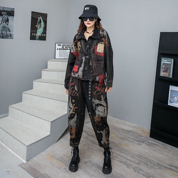 画像7: 目立ち度MAX！個性派デザインパンツ　　ワイドパンツ＆トップスセットアップ　　　ボトム　アウター　（納期2週間前後） (7)