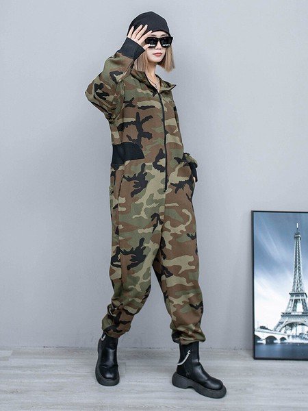 画像6: インパクト抜群/ストリート/HIPHOP系　迷彩柄オールインワン/ワンピース/つなぎ（納期2週間前後）MARVELOUS　QUEEN (6)