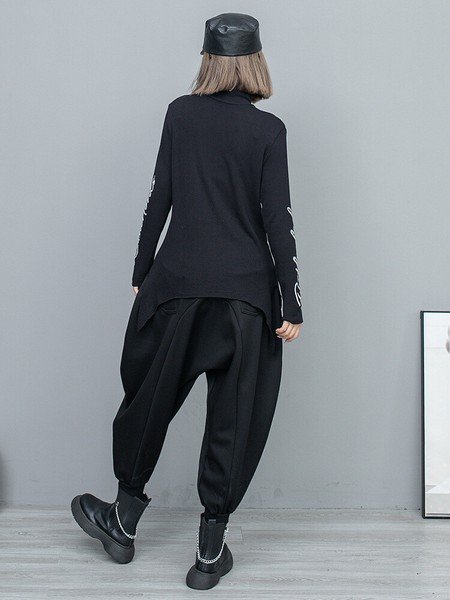 画像3: 個性派必見！カジュアル ストリート系　ブラックデザイン　ワイドパンツ/パンツ/ボトム（納期2週間前後）【MARVELOUS　QUEEN】 (3)