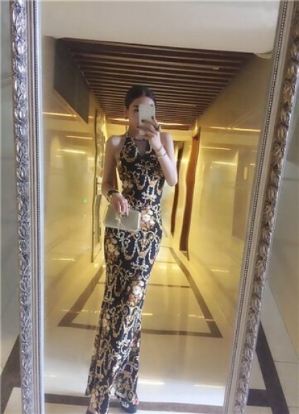 画像3: セクシーバックスリット　ストレッチロングドレス (3)