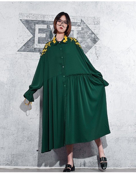 画像2: 個性派スタイル 　オシャレな袖リボンデザイン　長袖ワンピース (2)