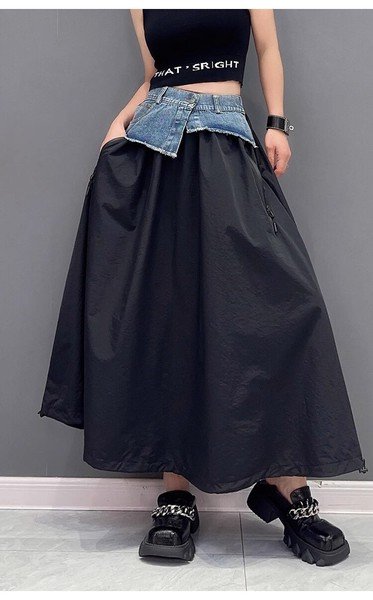 画像10: 目立ち度MAX！オシャレなデニム生地デザイン　ロングスカート【MARVELOUS　QUEEN】(納期2週間前後） (10)