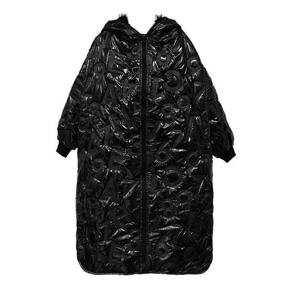 画像2: 個性派必見！カジュアル ストリート系　英字模様デザインダウンアウター　コート【MARVELOUS　QUEEN】 (2)