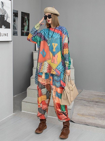 画像4: 目立ち度MAX！個性派デザインパンツ　　派手柄デザインパンツ＆トップスセットアップ　　ボトム（納期2週間前後）【MARVELOUS　QUEEN】 (4)