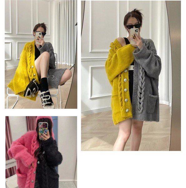 画像3: 目立ち個性派/ストリート系必見！ニット生地　デザイン　アウター　ジャケット　トップス【MARVELOUS　QUEEN】 (3)