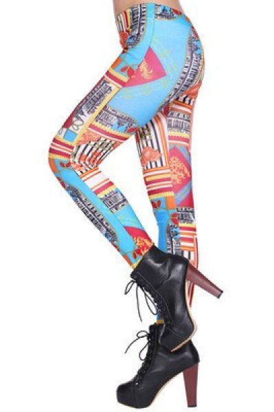 画像2: カジュアル・ダンサー必見！インパクトありのプリントデザイン　ストレッチレギンス（納期2週間前後）【MARVELOUS　QUEEN】 (2)