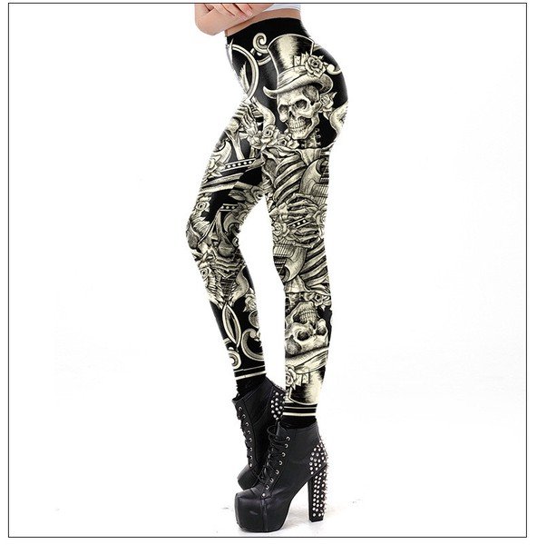 画像5: カジュアル・ダンサー必見！インパクト抜群のドクロプリントデザイン　ストレッチレギンス（納期2週間前後）【MARVELOUS　QUEEN】 (5)