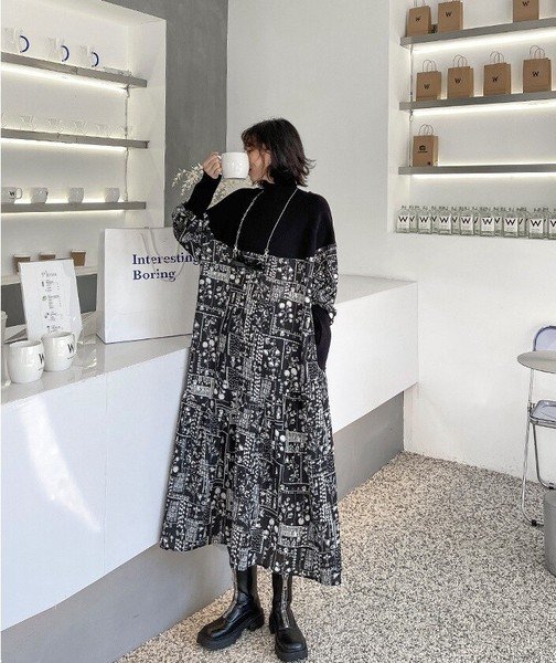 画像2: 目立ち度MAX！オシャレな派手柄デザイン　長袖ワンピース【MARVELOUS　QUEEN】（納期2週間前後） (2)