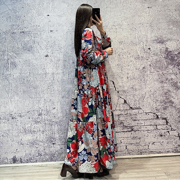 画像4: 目立ち度MAX！個性派ファッション　派手柄デザイン　長袖ワンピース　花柄デザインワンピース【MARVELOUS　QUEEN】（納期2週間前後） (4)