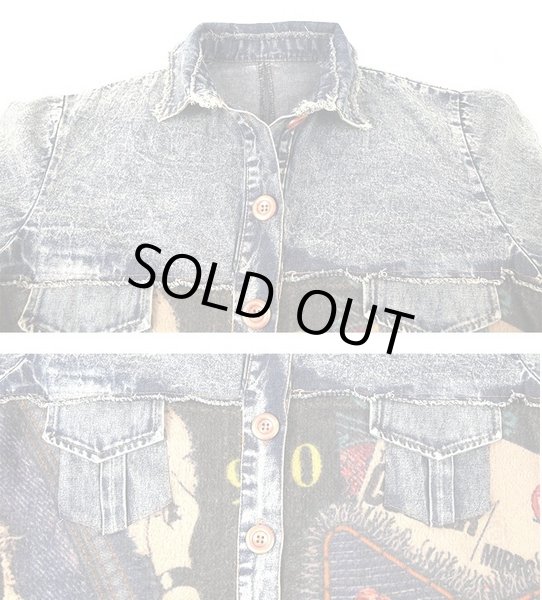 画像2: 目立ち個性派/ニットデニム生地切替アウター　ジャケット【MARVELOUS　QUEEN】 (2)