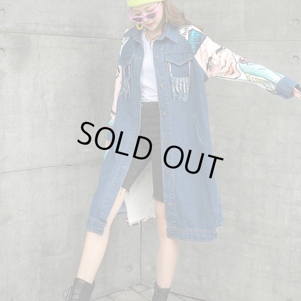 画像2: 目立ち個性派/ストリート系必見！インパクトありのプリントデザイン　ジャケット　アウター/トップス【MARVELOUS　QUEEN】 (2)