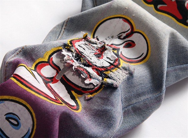 画像4: 個性派必見！メンズカジュアル ストリート系　 　ペイントデザイン　デニム/パンツ/ボトム　（納期２週間前後） (4)