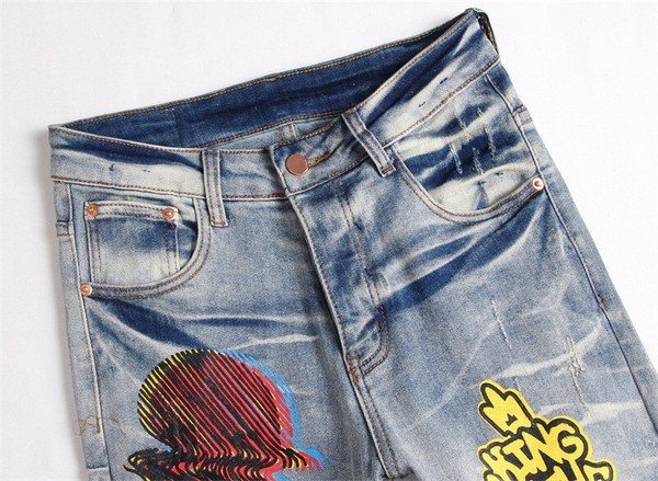 画像2: 個性派必見！メンズカジュアル ストリート系　 　ペイントデザイン　デニム/パンツ/ボトム　（納期２週間前後） (2)