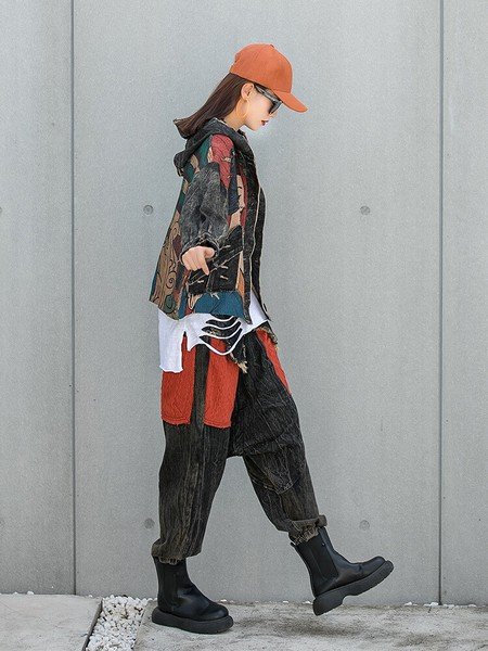 画像3: 個性派必見！カジュアル ストリート系　デニム生地切替デザイン　アウター　ジャケット　コート（納期2週間前後）【MARVELOUS　QUEEN】 (3)