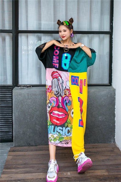 画像4: 個性派ファッション！派手柄デザイン　ワンピース　トップス【MARVELOUS　QUEEN】 (4)