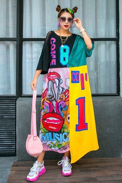 画像2: 個性派ファッション！派手柄デザイン　ワンピース　トップス【MARVELOUS　QUEEN】 (2)