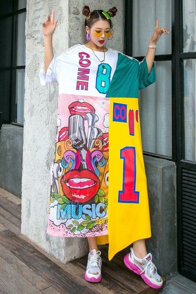 画像6: 個性派ファッション！派手柄デザイン　ワンピース　トップス【MARVELOUS　QUEEN】 (6)