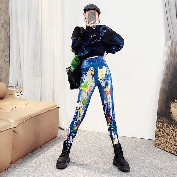 画像5: カジュアル・ダンサー必見！インパクト抜群のペイント風デザイン　ストレッチレギンス【MARVELOUS　QUEEN】 (5)