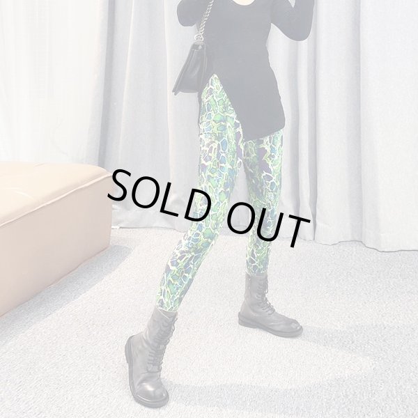 画像2: カジュアル・ダンサー必見！インパクト抜群のヘビ柄デザイン　ストレッチレギンス【MARVELOUS　QUEEN】 (2)