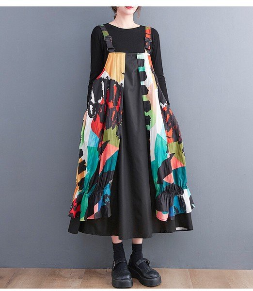 画像3: 派手柄デザイン　サロペットワンピース【MARVELOUS　QUEEN】 (3)