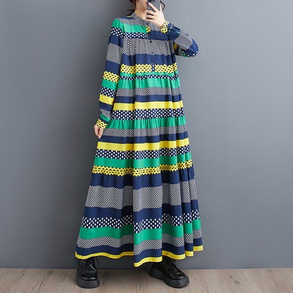 画像6: 個性派スタイル 　オシャレな派手柄デザイン　長袖ワンピース【MARVELOUS　QUEEN】（納期2週間前後） (6)