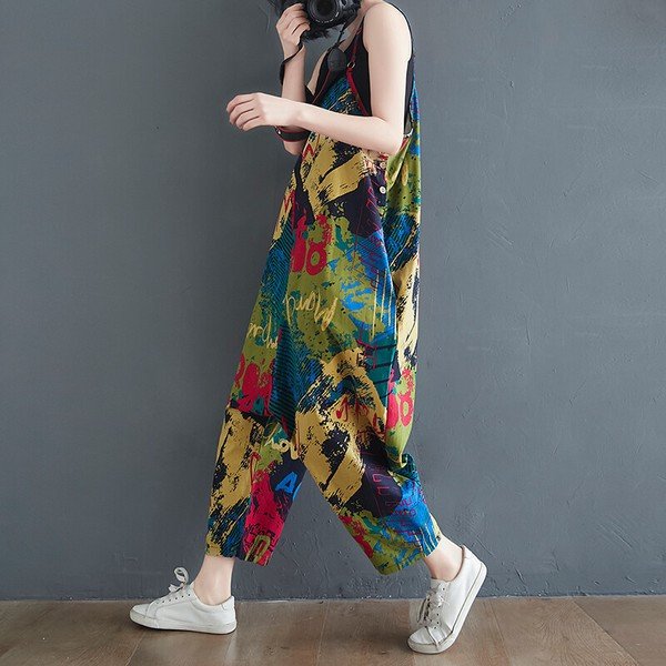 画像5: 薄手生地デザイン　　派手柄デザインオールインワン　　パンツ　ボトム　サロペット（納期2週間前後）【MARVELOUS　QUEEN】 (5)