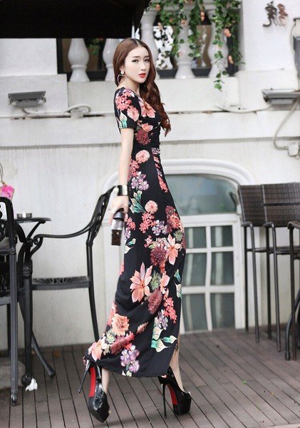 画像6: 綺麗で華やかな和柄デザイン　セクシースリットロングドレス【MARVELOUS　QUEEN】 (6)