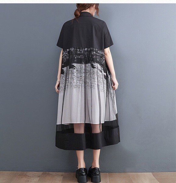 画像4: 目立ち度MAX！個性派ファッション　プリントデザイン　半袖シャツワンピース【MARVELOUS　QUEEN】 (4)