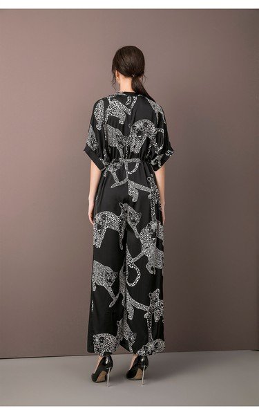 画像3: 個性派スタイル 　トラ柄デザイン　シャツワンピース　ジャンプスーツ　オールインワン【MARVELOUS　QUEEN】 (3)