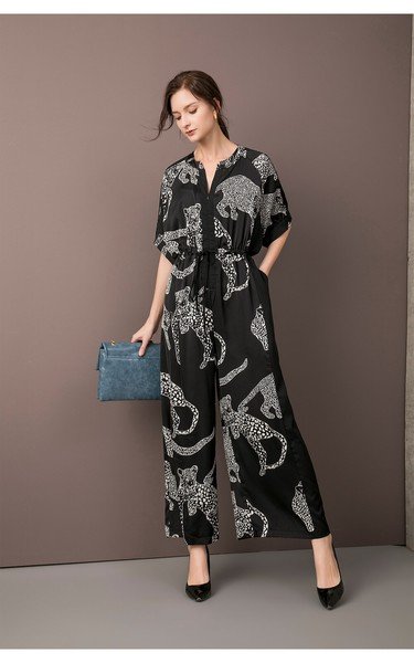 画像2: 個性派スタイル 　トラ柄デザイン　シャツワンピース　ジャンプスーツ　オールインワン【MARVELOUS　QUEEN】 (2)