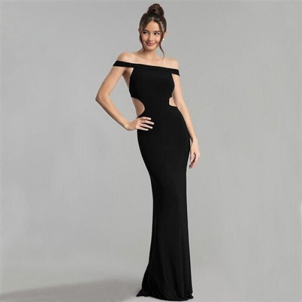 画像2: セクシー背中魅せデザインストレッチロングドレス【MARVELOUS　QUEEN】 (2)