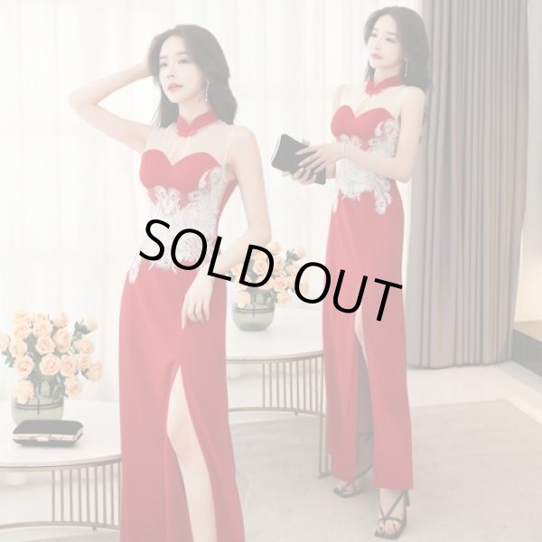 画像3: 大きなサイズ（XXL)　ロングドレス　エレガントなメッシュレースザインパーティードレス【MARVELOUS　QUEEN】 (3)