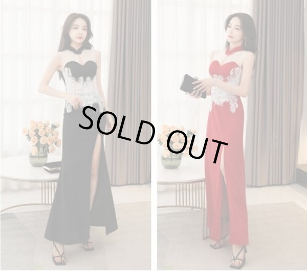 画像6: 大きなサイズ（XXL)　ロングドレス　エレガントなメッシュレースザインパーティードレス【MARVELOUS　QUEEN】 (6)