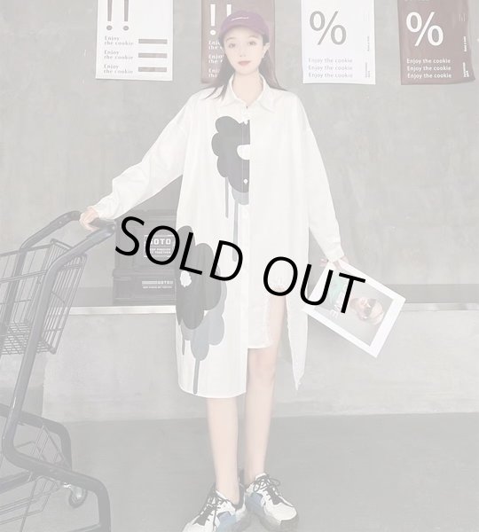 画像6: 目立ち度MAX！個性派ファッション　ゆったりデザイン長袖シャツ　トップス【MARVELOUS　QUEEN】 (6)