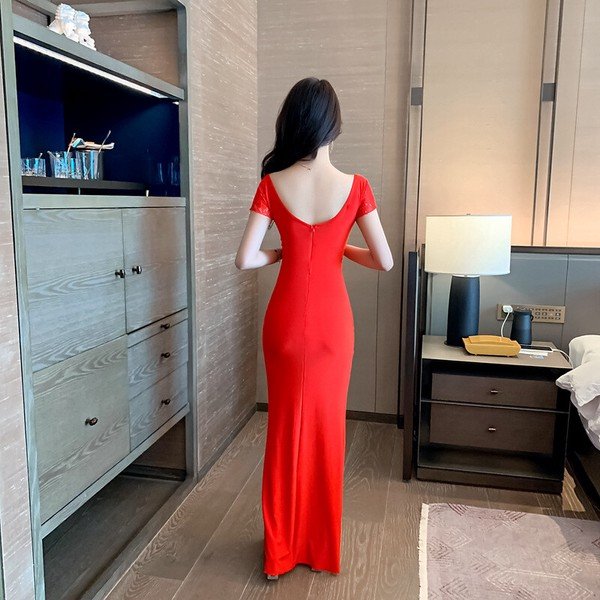 画像8: キャバドレス　ロングドレス　セクシーなフロントレースデザインパーティードレス【MARVELOUS　QUEEN】 (8)