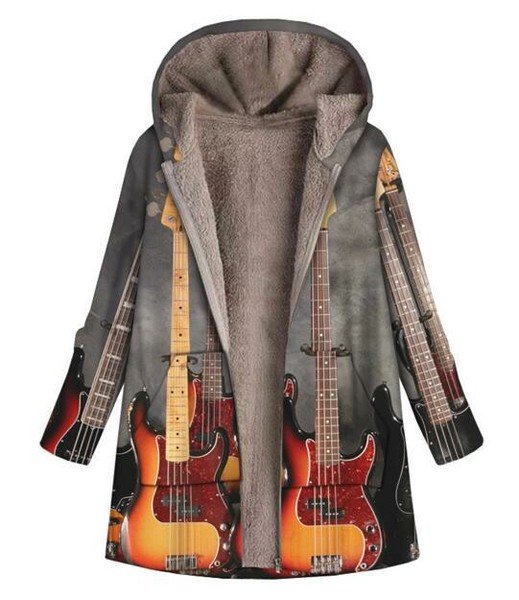 画像2: 目立ち個性派/中綿デザイン　ブルゾン　アウター　ヘビ柄　ギター柄【MARVELOUS　QUEEN】 (2)