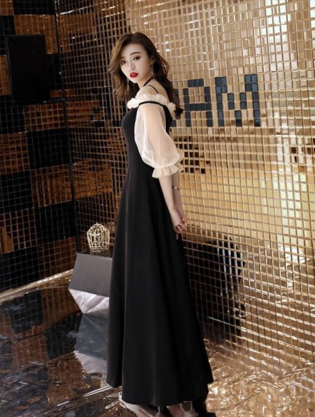 画像5: ロングドレス　キャバドレス　エレガントな袖レースデザイン　ロングドレス【MARVELOUS　QUEEN】(納期2週間前後） (5)