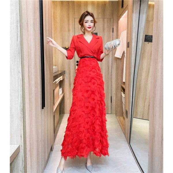 画像4: ロングドレス　キャバドレス　エレガントなフロントデザイン　ロングドレス【MARVELOUS　QUEEN】(納期2週間前後） (4)