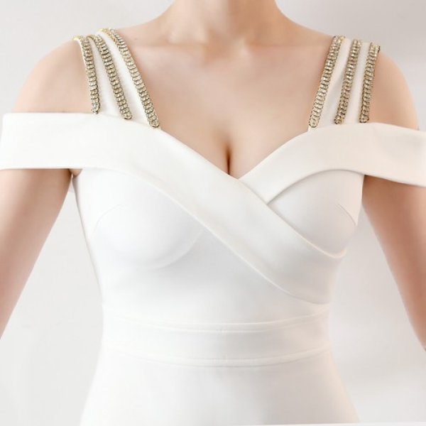 画像10: ロングドレス　キャバドレス　ドレス　豪華な肩ビジュ装飾デザイン　ストレッチロングドレス【MARVELOUS　QUEEN】 (10)