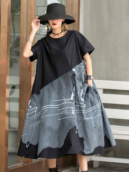 画像6: インパクトあり！！ゆったりサイズ　半袖ワンピース/ゆったりサイズ【MARVELOUS　QUEEN】 (6)