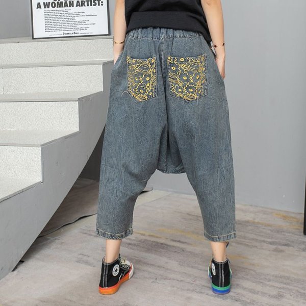 画像2: ゆったりデザイン　デニム生地ワイドパンツ　サルエルパンツ　ボトム（納期2週間前後）【MARVELOUS　QUEEN】 (2)