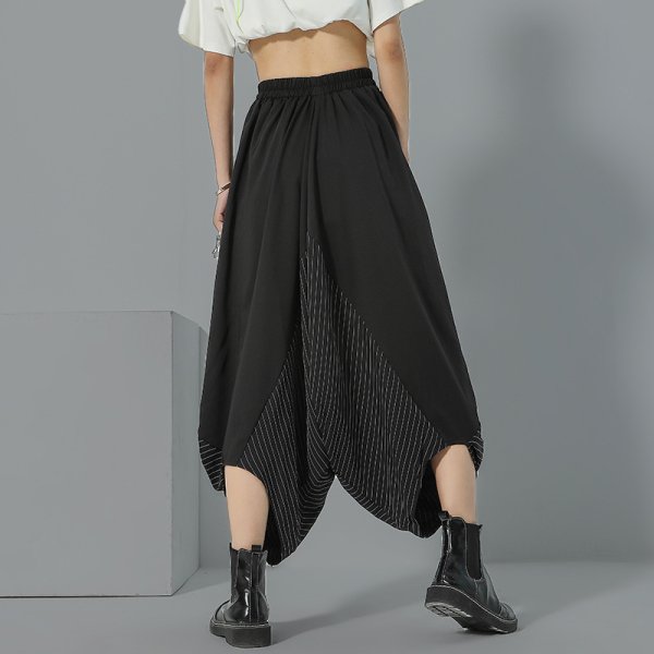 画像3: 目立ち度MAX！個性派デザインパンツ　　ストライプ柄切替デザインワイドパンツ　ボトム【MARVELOUS　QUEEN】（納期2週間前後） (3)