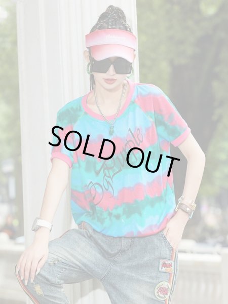 画像4: 個性派ファッション！派手柄デザイン　ショート丈半袖Tシャツ/トップス【MARVELOUS　QUEEN】 (4)