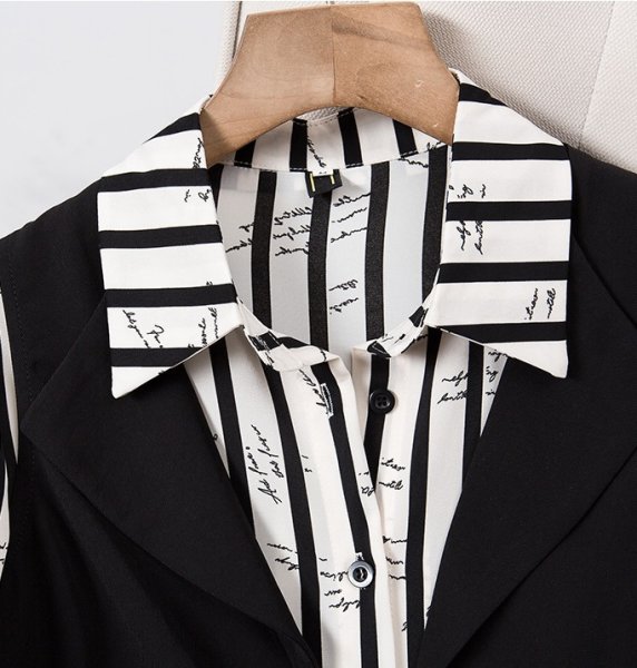 画像5: 目立ち度MAX！個性派ファッション　ボーダーデザイン　シャツワンピース　ベスト付セット【MARVELOUS　QUEEN】 (5)