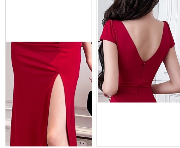 画像7: セクシーなフロント魅せレースデザイン　ストレッチロングドレス　キャバドレス (7)