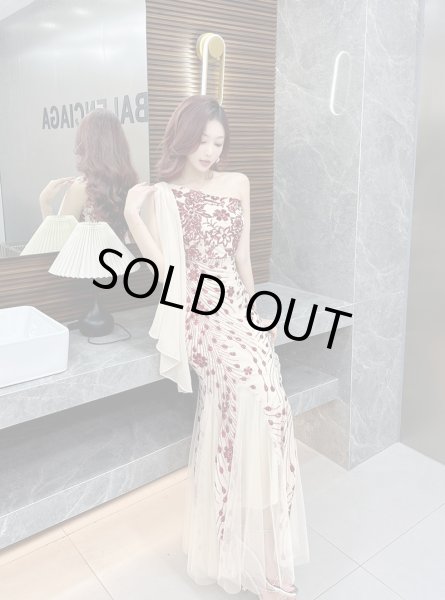 画像7: セクシーなワンショルダーデザイン　スパンコール装飾デザイン　ロングドレス　キャバドレス (7)