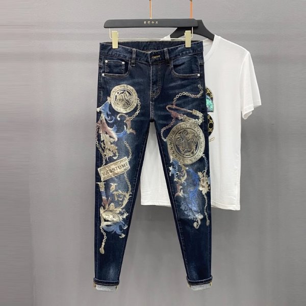 画像3: 個性派必見！メンズカジュアル ストリート系　 　ペイントデザイン　デニム/パンツ/ボトム　 (3)
