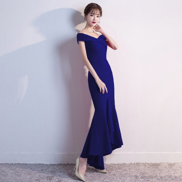 画像2: セクシーな肩魅せデザイン　ロングドレス　キャバドレス (2)